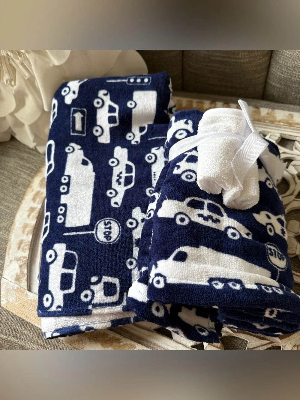 Deborah Connolly Police Cars Trucks Cars Bath Hand Washcloth Towels NEW